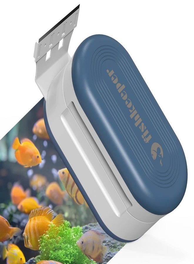 fishkeeper Magnetic Aquarium Glass Cleaner, Fish Tank Algae Scraper Cleaner Tools with 2 Detachable Blades Scraper, Double Side Floating Scrubber Brush, for 0.2-0.7 Inch Thick fish Tank (L) - Image 1